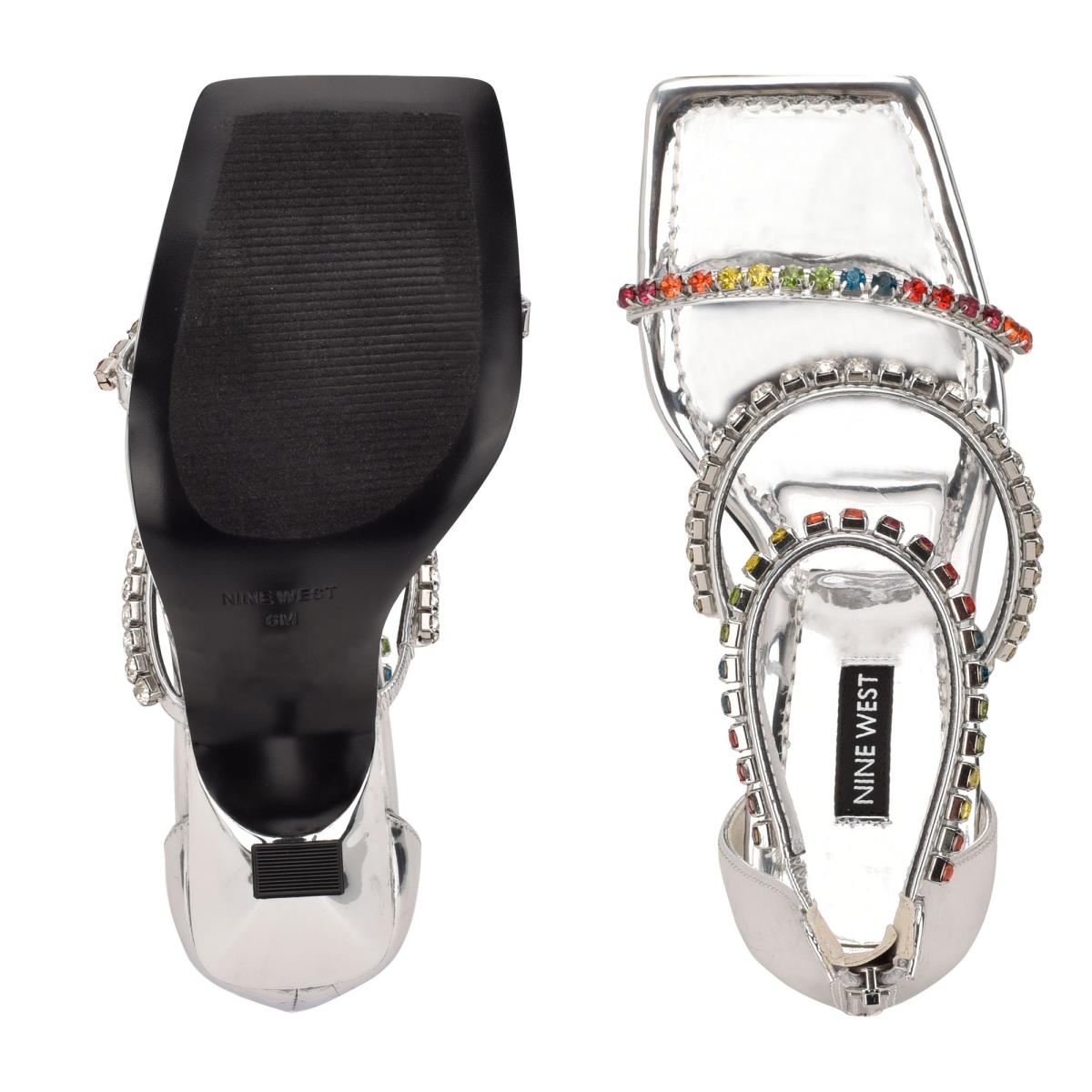 Nine West Vavoom Rhinestone Bandjes Geklede Sandalen Zilver Gekleurd | 3184AUKBV