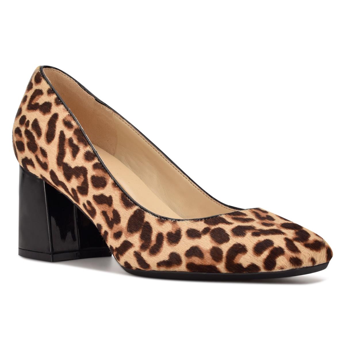 Nine West Vibe 9x9 Block Heel Pumps Leopard | 1746IJSEK