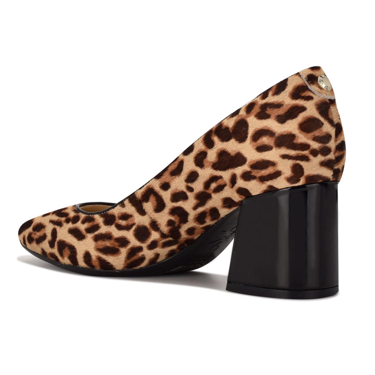 Nine West Vibe 9x9 Block Heel Pumps Leopard | 1746IJSEK