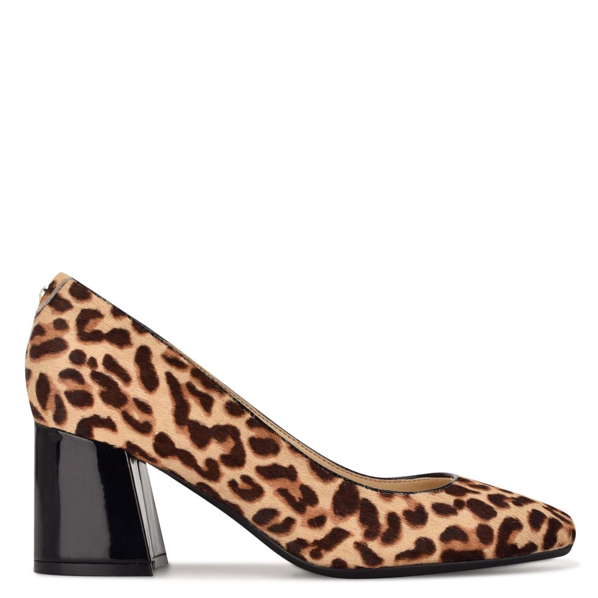 Nine West Vibe 9x9 Block Heel Pumps Leopard | 1746IJSEK