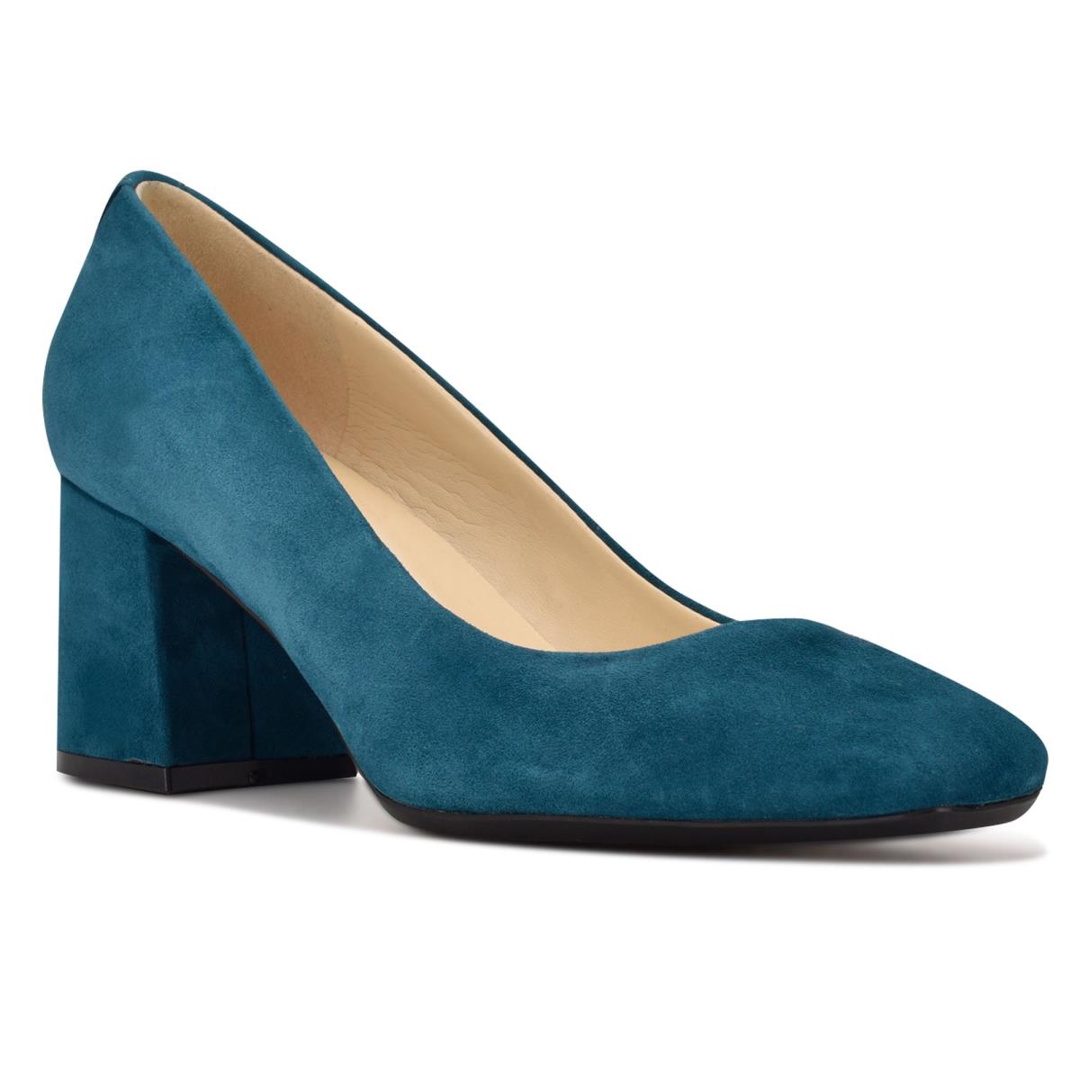 Nine West Vibe 9x9 Block Heel Pumps Turquoise | 5041QIALT