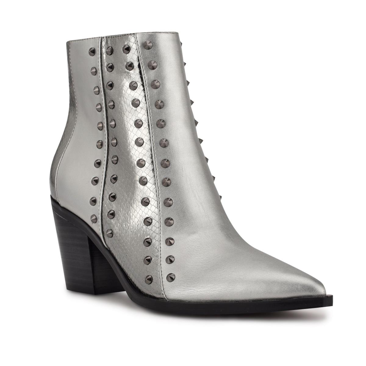 Nine West What Studded Block Heel Laarzen Blauw Grijs | 7680RUDFN