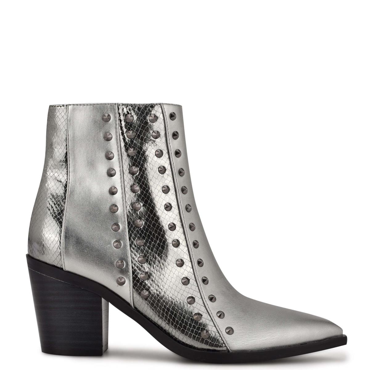 Nine West What Studded Block Heel Laarzen Blauw Grijs | 7680RUDFN