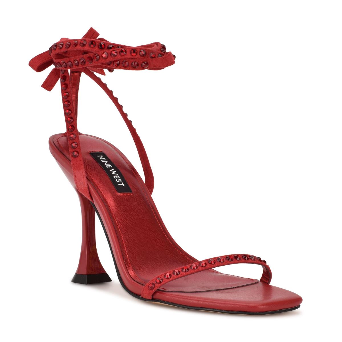 Nine West Zing Ankle Wrap Hakken Sandalen Rood | 7285RHVJD