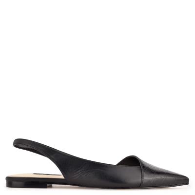 Nine West Beads Slingback Pointy Neus Flats Zwart Zwart | 3867AFCBD