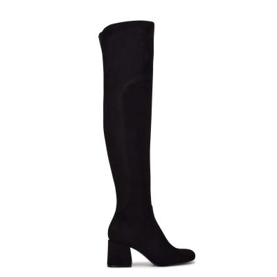 Nine West Blocky Over The Knee Hakken Laarzen Zwart | 0695EMJBN