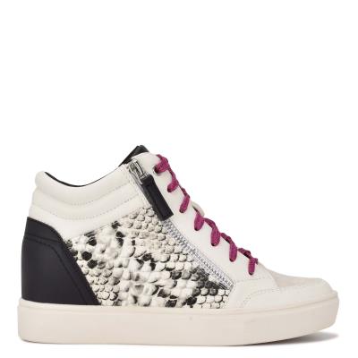 Nine West Tons High Top Hidden Wedge Sneakers Sneakers Wit Slangenprint | 0759CJUVT