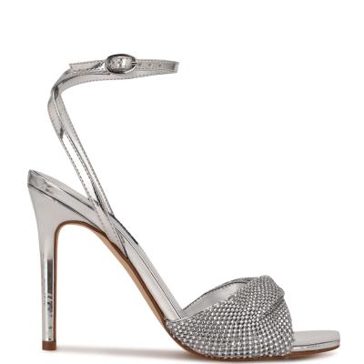 Nine West Twinkle Hak Geklede Sandalen Zilver | 2410MUFIX