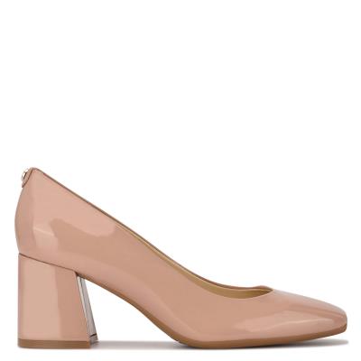 Nine West Vibe 9x9 Block Heel Pumps Beige | 2183ZPOXR