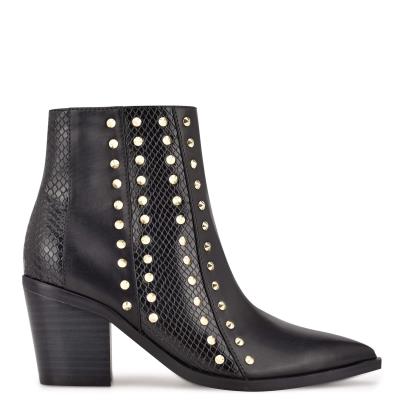 Nine West What Studded Block Heel Laarzen Zwart | 1452OKVEF