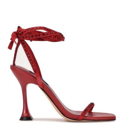 Nine West Zing Ankle Wrap Hakken Sandalen Rood | 7285RHVJD